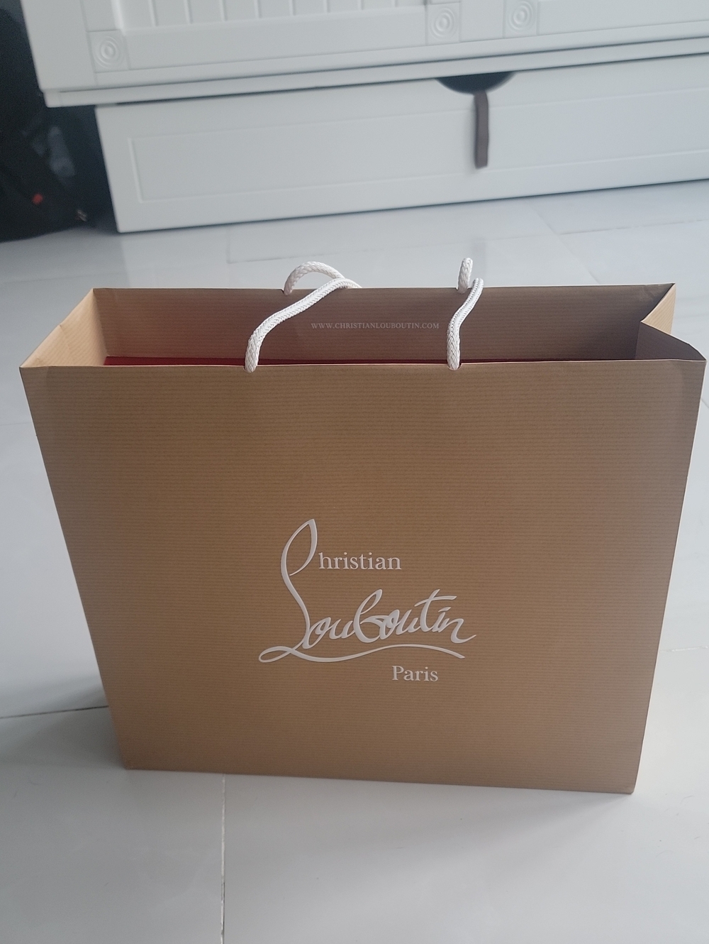 Christian Louboutin Tan Tote with White Rope Handles
